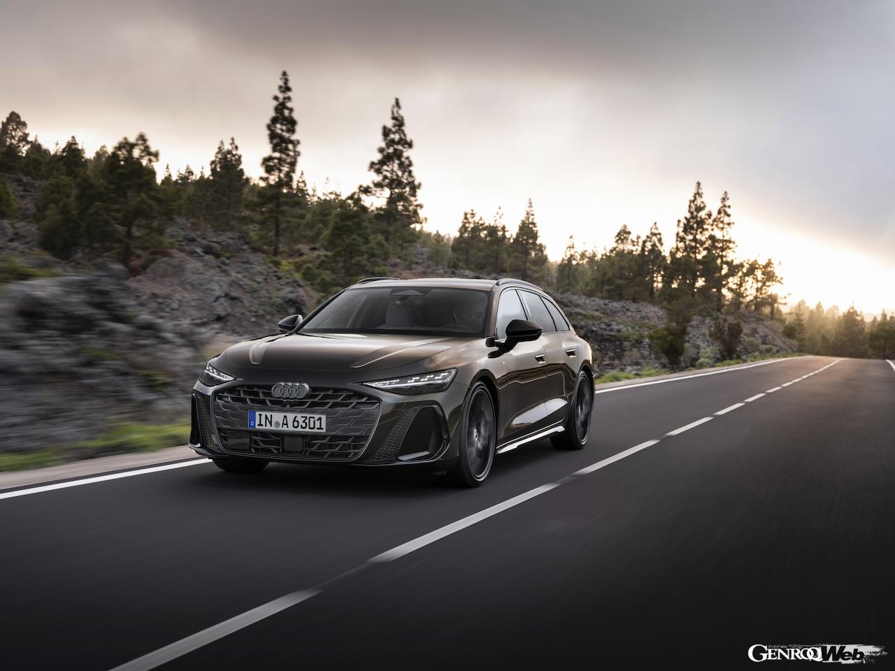 「アウディ A6 アバント」内燃機関搭載モデルの走行シーン。