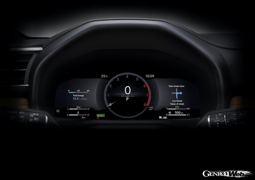 コクピットには、最新世代の12.3インチ大型フル液晶メーターを採用。また、レクサスのオフロードモデルとしては初めて、エレクトロシフトマチックが導入された。