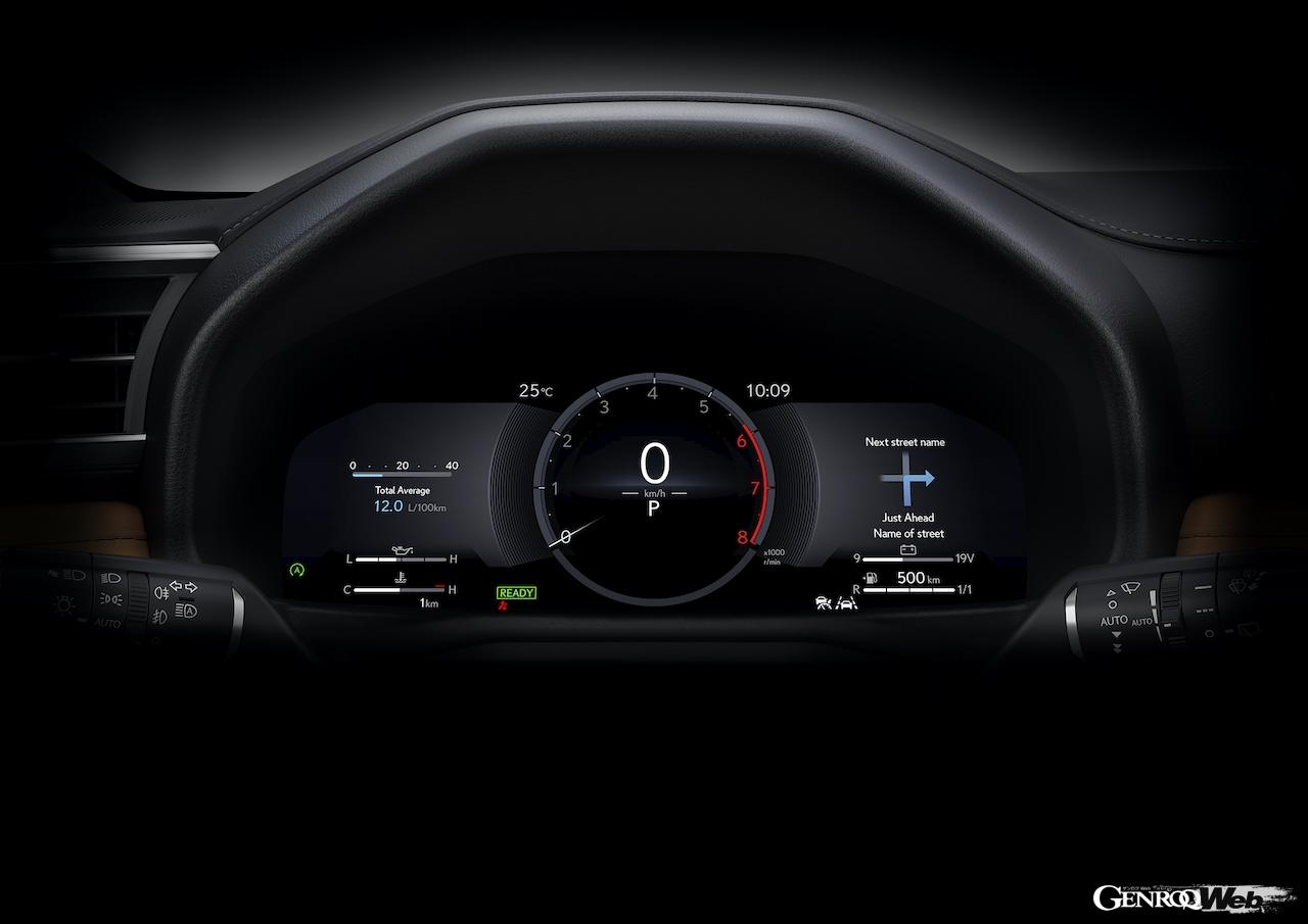 コクピットには、最新世代の12.3インチ大型フル液晶メーターを採用。また、レクサスのオフロードモデルとしては初めて、エレクトロシフトマチックが導入された。