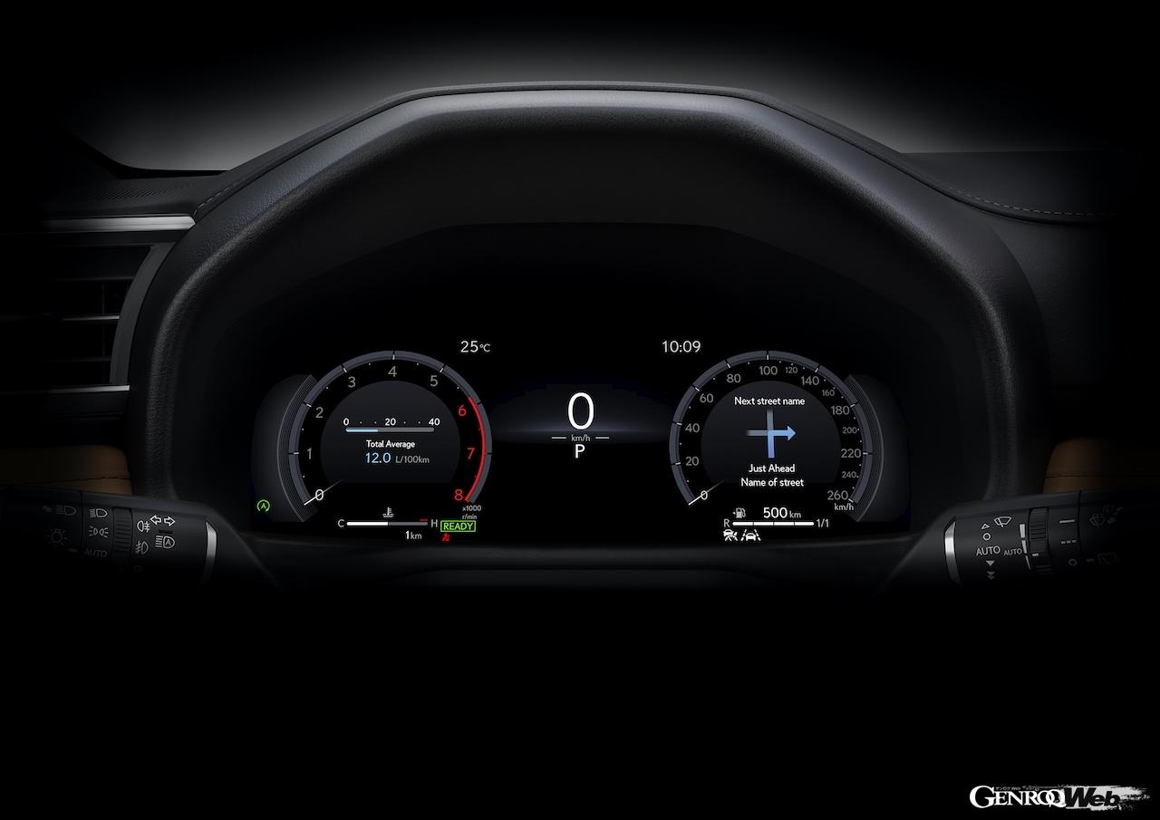 コクピットには、最新世代の12.3インチ大型フル液晶メーターを採用。また、レクサスのオフロードモデルとしては初めて、エレクトロシフトマチックが導入された。