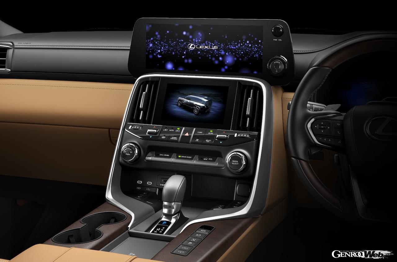 コクピットには、最新世代の12.3インチ大型フル液晶メーターを採用。また、レクサスのオフロードモデルとしては初めて、エレクトロシフトマチックが導入された。