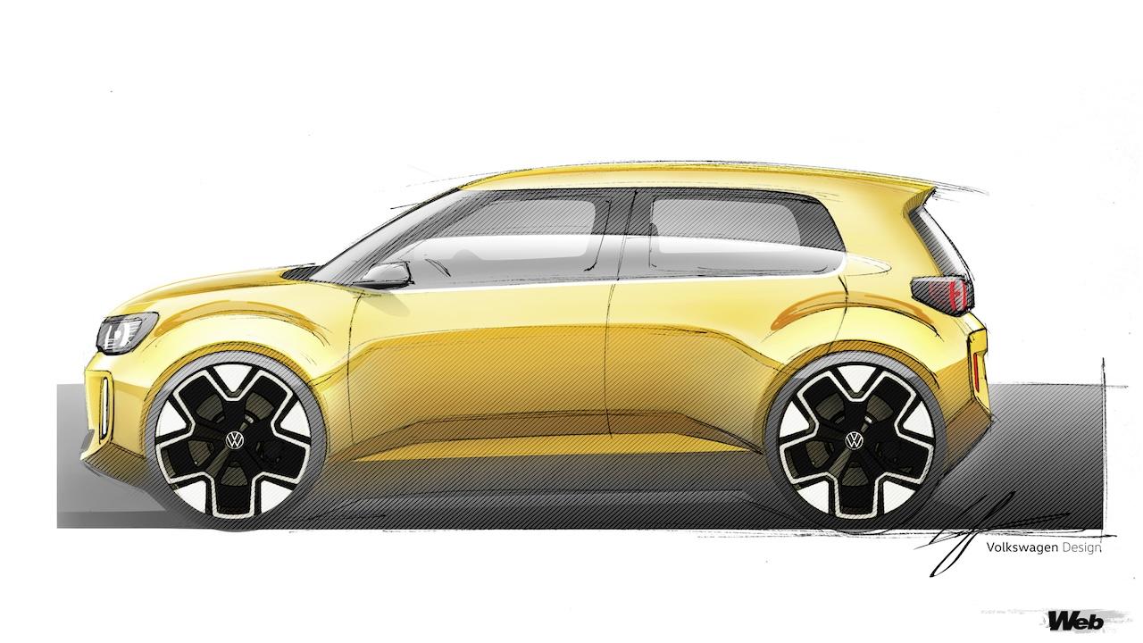 フォルクスワーゲン最小BEV「ID. EVERY1」のデザインスケッチ。