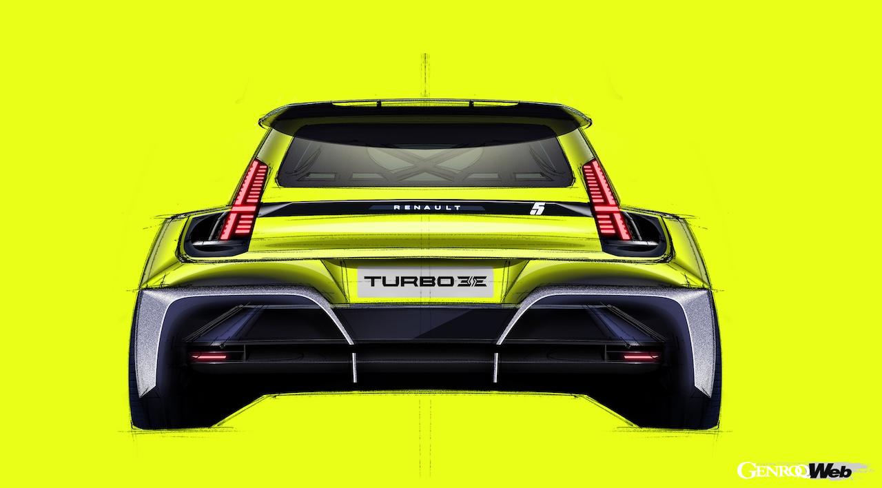 フル電動スポーツ「ルノー 5 ターボ 3E」のデザインスケッチ。
