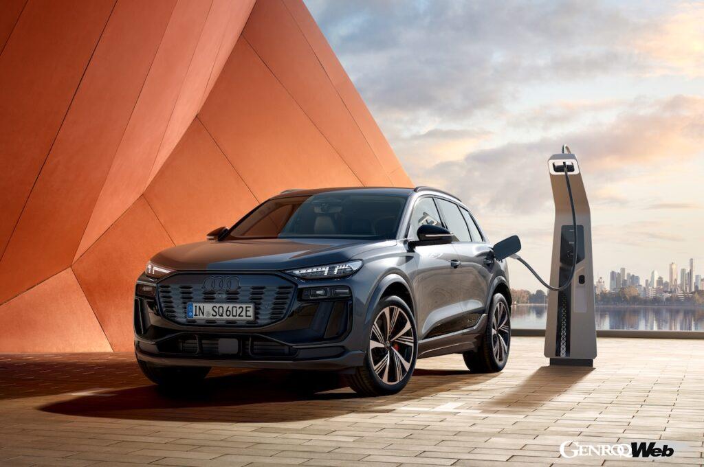 日本導入がスタートした「アウディ SQ6 e-tron」の充電シーン。