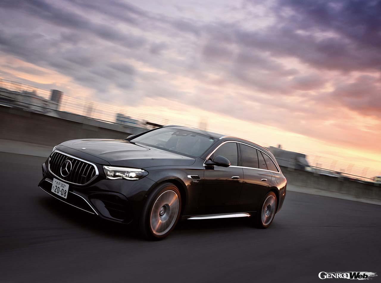 2024年3月に欧州デビューを果たした新型Eクラス初のメルセデスAMGモデル「E 53 ハイブリッド4マティック＋ステーションワゴン」。