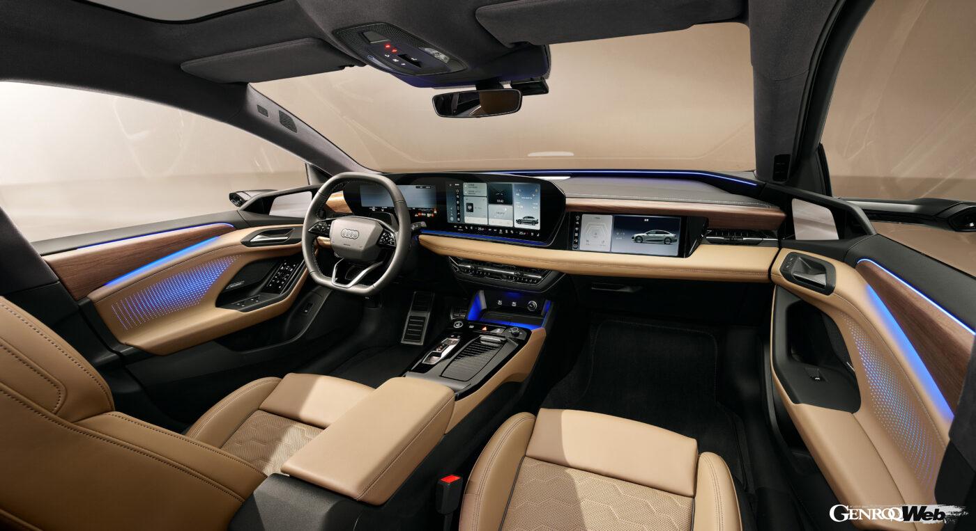 上海モーターショー2025において、公開された「アウディ A6L e-tron」。