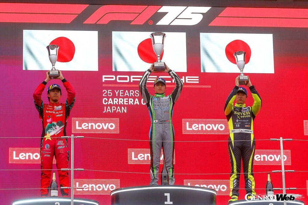 【2025シーズンはF1日本GPの前座レースとして開幕】今シーズンのPCCJ開幕戦は、4月のF1日本GPのサポートレースとして土曜日に第1戦、日曜に第2戦というダブルヘッダー形式で開催された。第1戦はプロクラスの#7 卜部和久選手が初優勝。第2戦は#78 木村偉織選手が初優勝を遂げた。F1で使用する表彰台に上れるうれしい演出も。