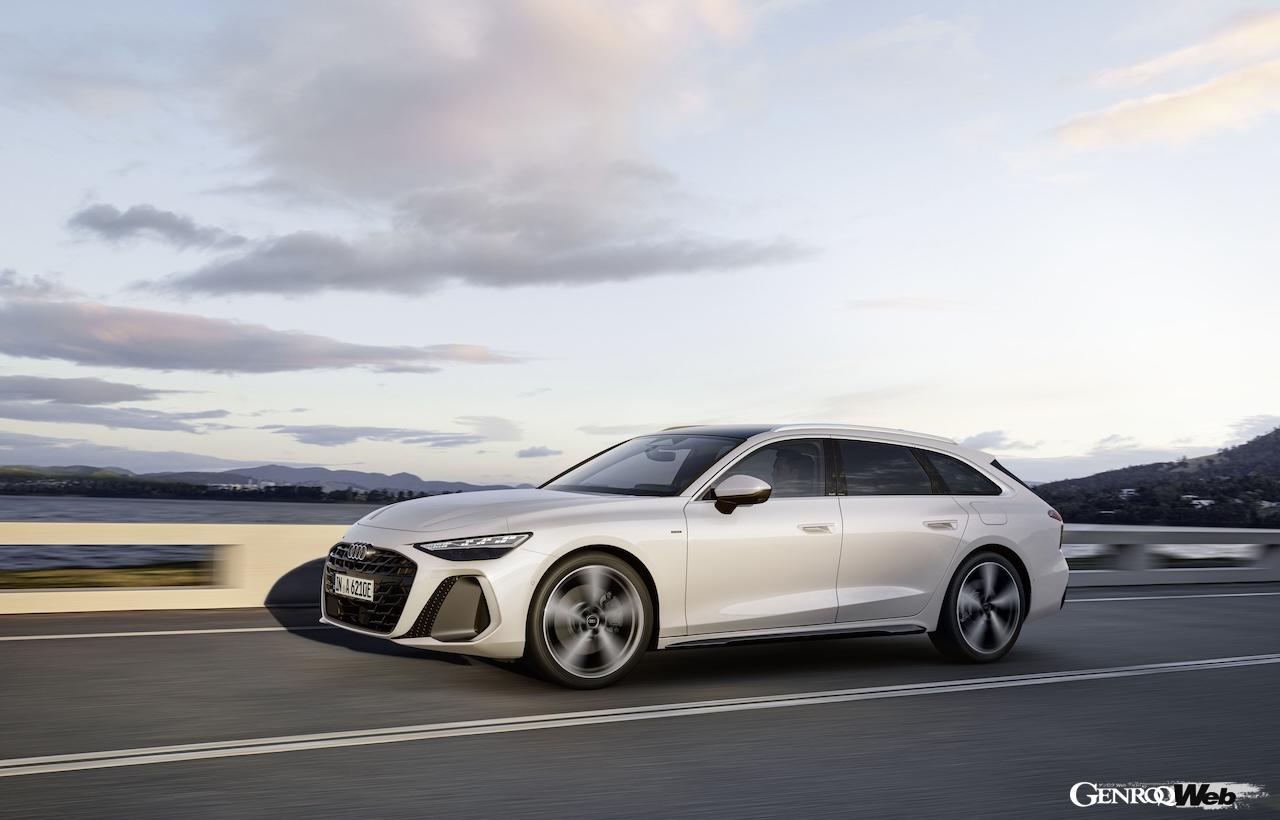 「アウディ A6 アバント e-hybrid quattro」の走行シーン。