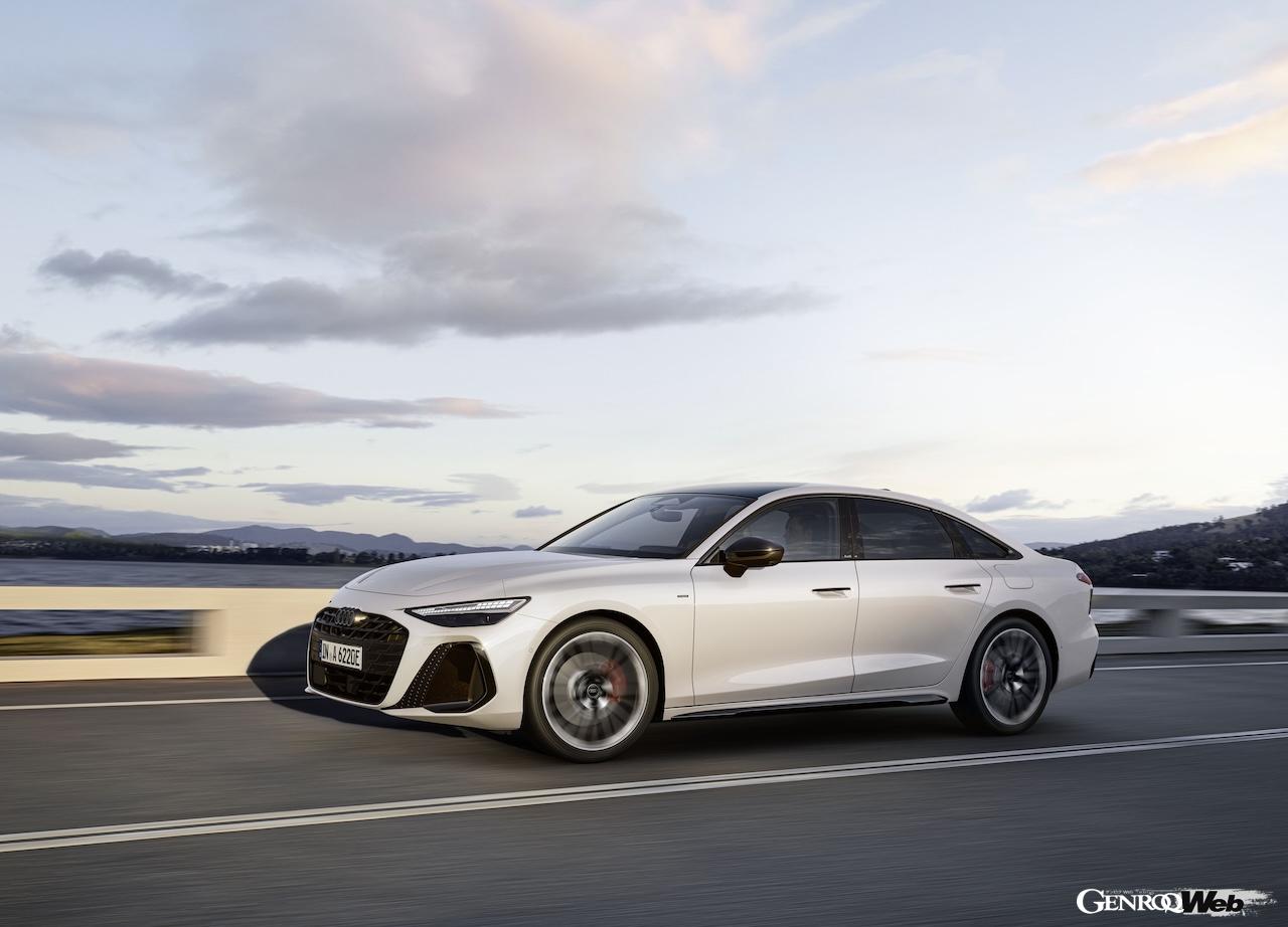 「アウディ A6 セダン e-hybrid quattro」の走行シーン。