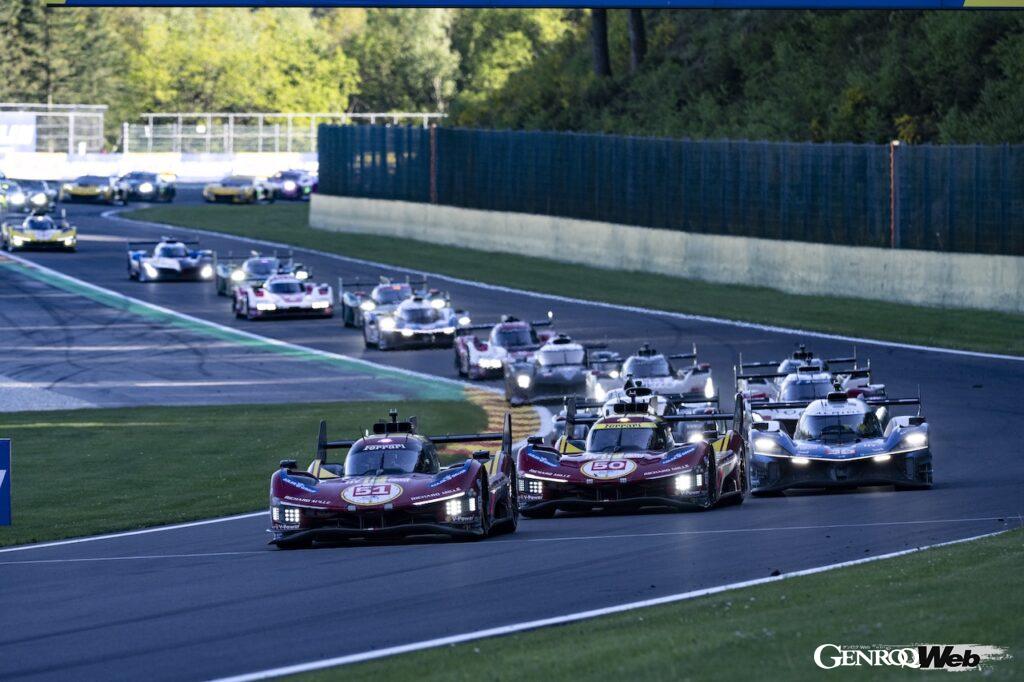 決勝レース、2台のフェラーリ 499Pは、タイヤの摩耗を完璧にコントロール。2台が大きくタイムロスすることなく、開幕からの連勝記録を3にのばした。