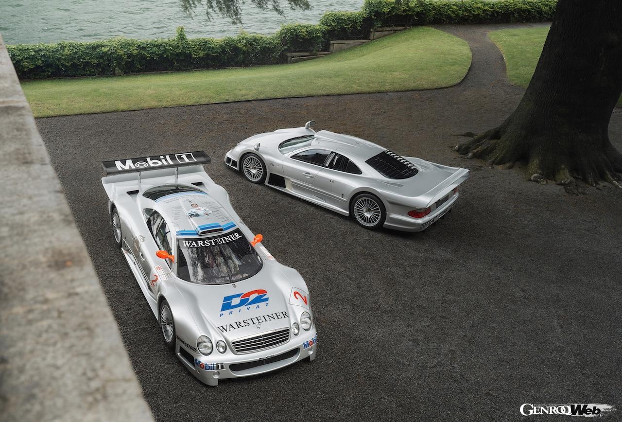 イタリア・コモ湖で開催されたコンコルソ・デレガンツァ・ヴィラ・デステとフオリコンコルソに、参加したグループCレーシングカー「C11」と、2台の「CLK GTR」。