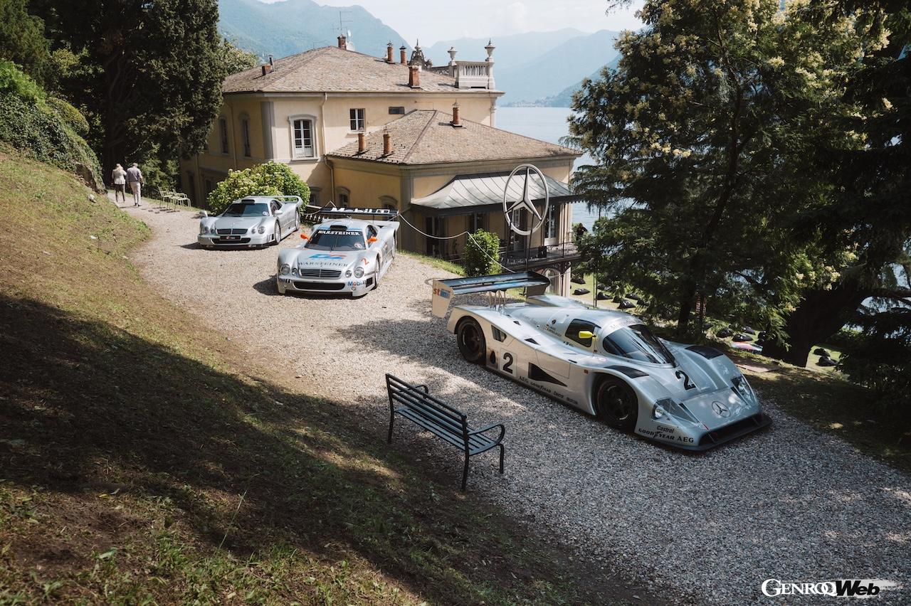 イタリア・コモ湖で開催されたコンコルソ・デレガンツァ・ヴィラ・デステとフオリコンコルソに、参加したグループCレーシングカー「C11」と、2台の「CLK GTR」。