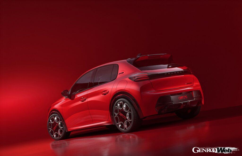フル電動スポーツハッチ「プジョー E-208 GTi」のエクステリア。