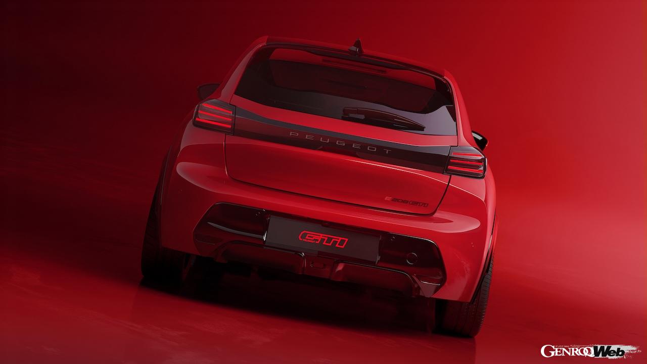 フル電動スポーツハッチ「プジョー E-208 GTi」のエクステリア。