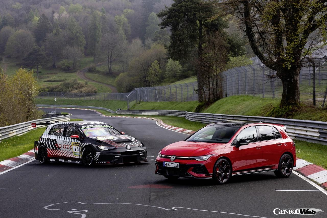 ニュルブルクリンク24時間レースに参戦した「ゴルフ GTI クラブスポーツ 24h」と、「フォルクスワーゲン ゴルフ GTI エディション 50」。