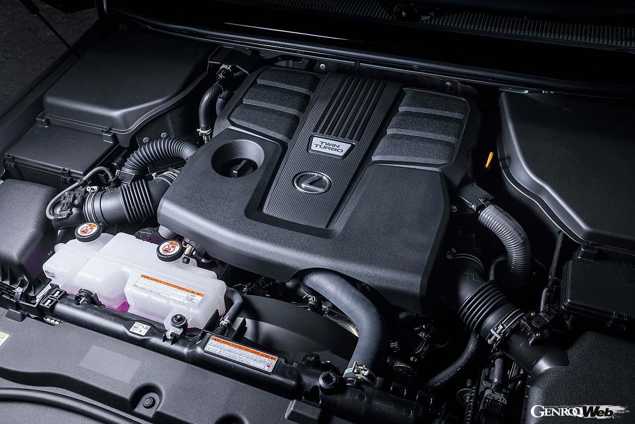 GX550はLX同様の3.5リッターV6ツインターボを搭載。ただしスペックは異なっており、最高出力がより低い回転域で発生されるようチューニングされている。トルク特性は同様だ。