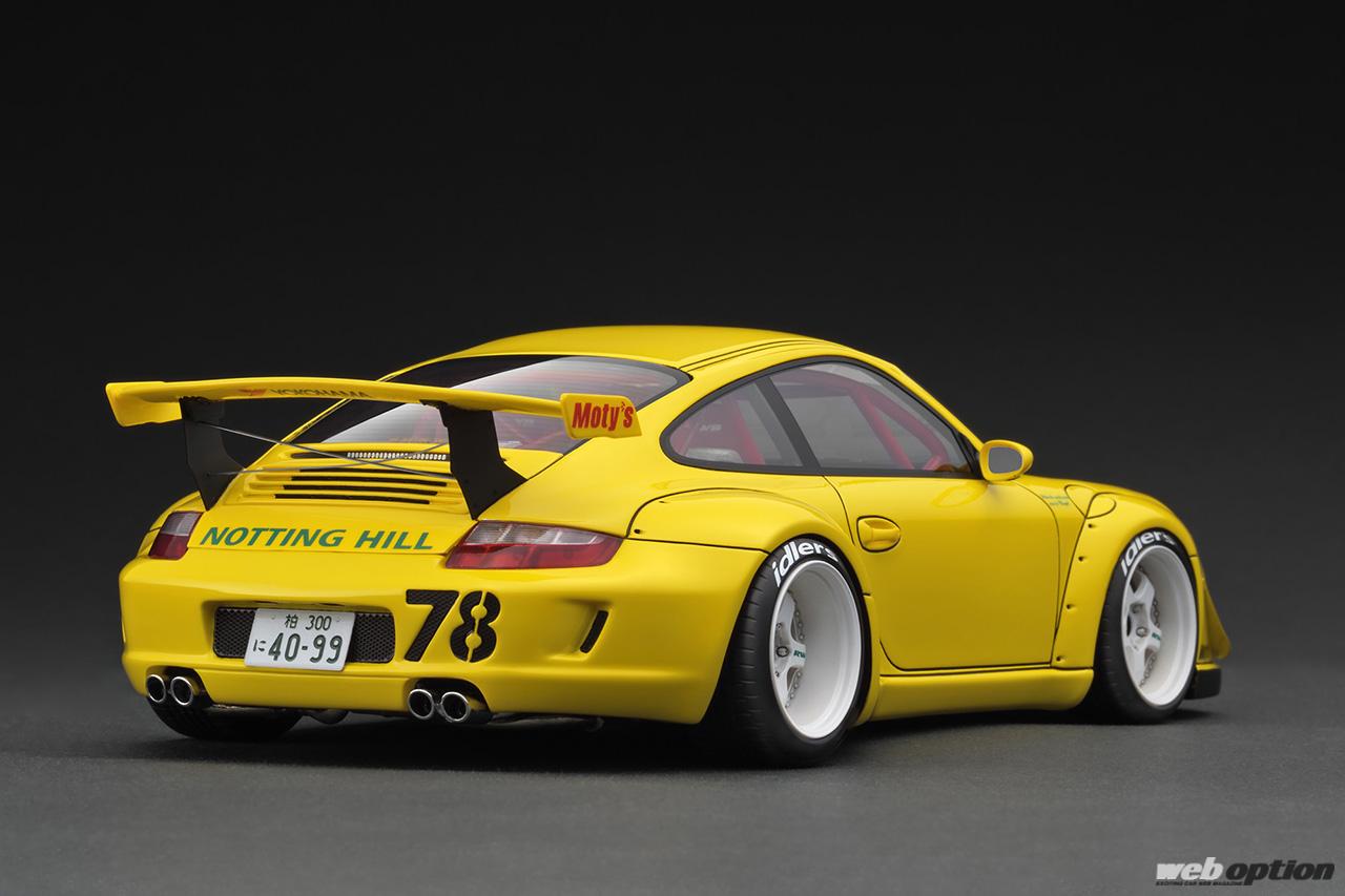 イグニッションモデル　1/18　IG3245　RWB 997 Yellow 精巧なRWB中井氏のフィギュア付き！」イグニッションモデルから