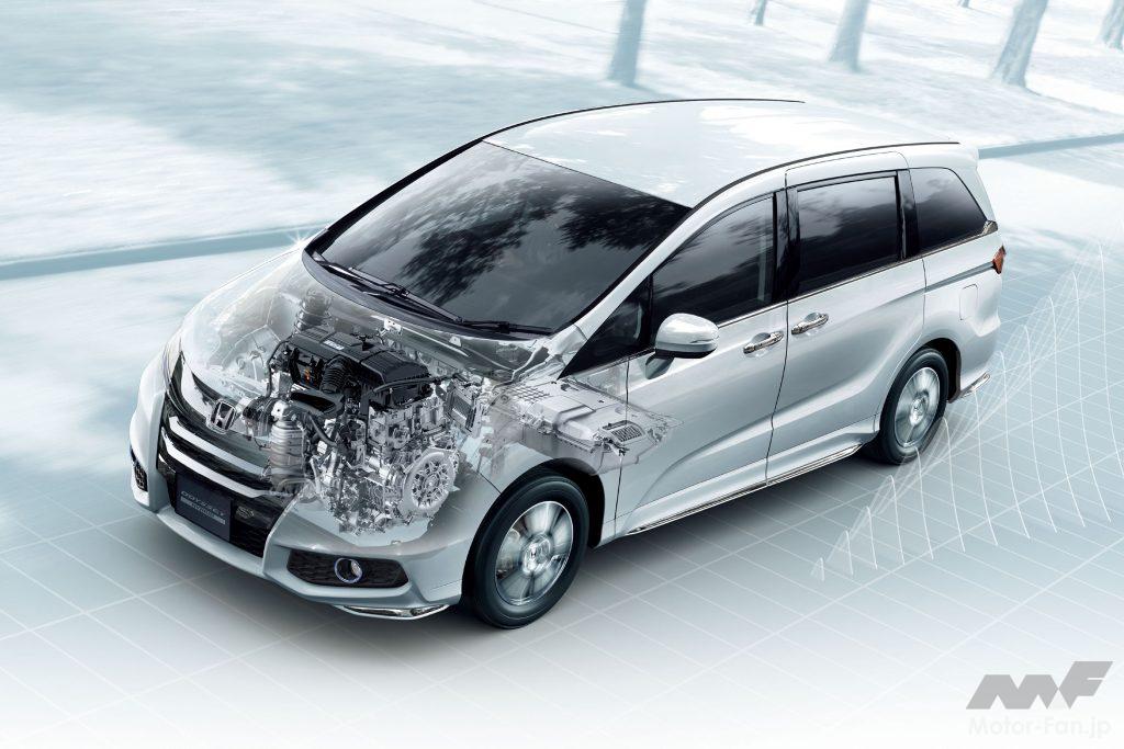 五代目ホンダ・オデッセイハイブリッドの「スポーツハイブリッドi-MMD」メカニズム配置イメージ