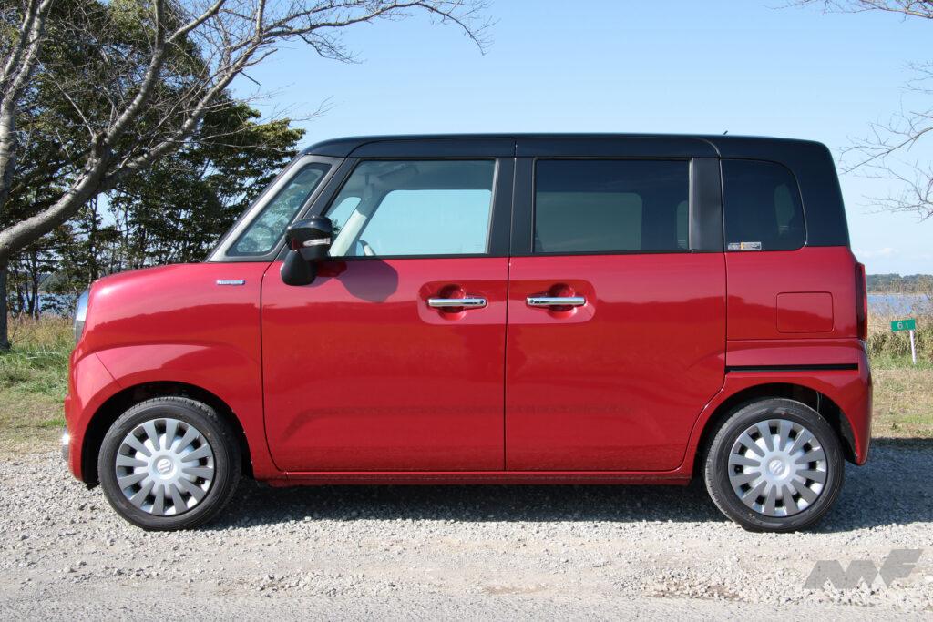 【スズキ・ワゴンRスマイル ハイブリッドX】全長：3395mm、ホイールベース：2460mm、最低地上高：150mm、最小回転半径：4.4m