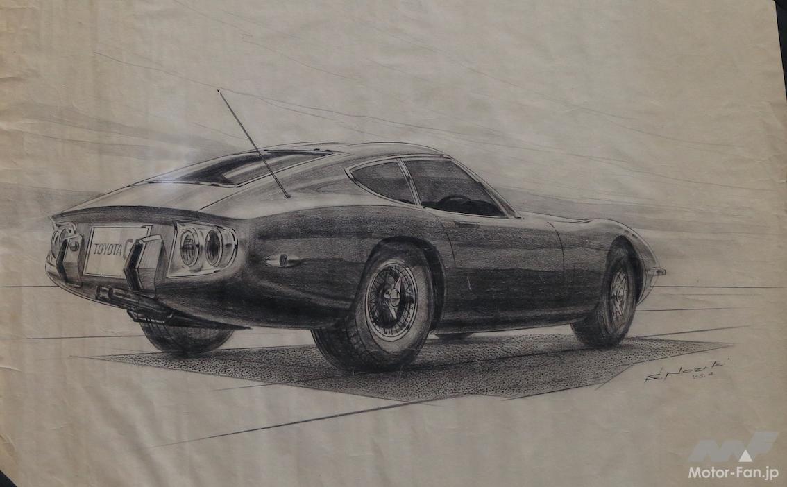 水墨鉛筆画トヨタ2000GT TOYOTA トヨタ 2000GT 後期 リア 鉛筆画 名車 旧車 イラスト