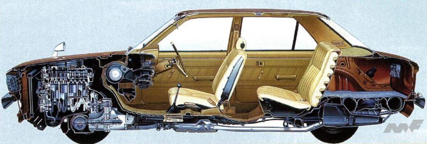 ターセル4ドアセダン1500ハイデラックスの断面図