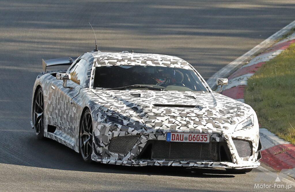 レクサス『LFA』後継スーパーカーがニュル降臨！2種のリアウィングを確認