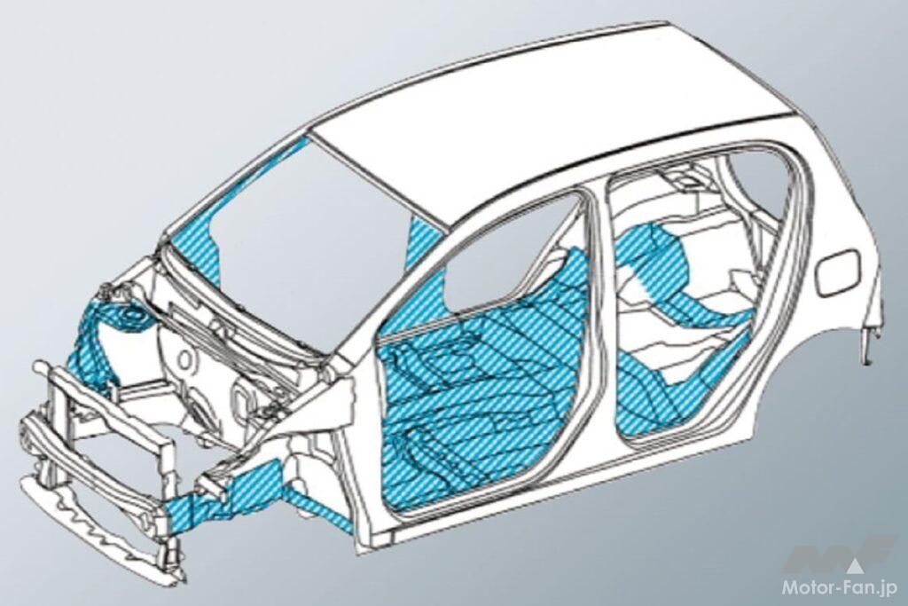 ダイハツ「ミライース」の張力鋼板使用による軽量化