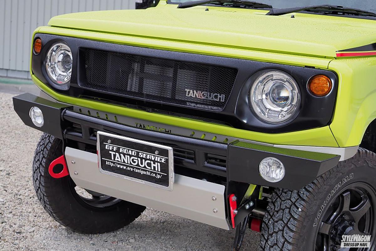 ジムニーJB23 TANIGUCHI フロントバンパーとスキットプレートのセット ジムニー タニグチ FRPバンパー用アルミスキッドプレート